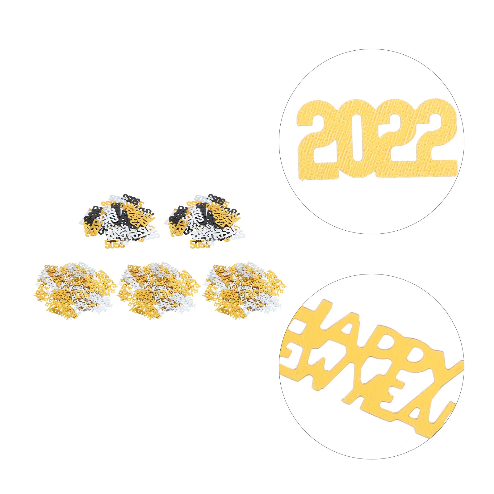 

5pcs 2022 New Year Paper Happy New Year Party Table 2022 Paper Scatter New Year Eve Party Sequins