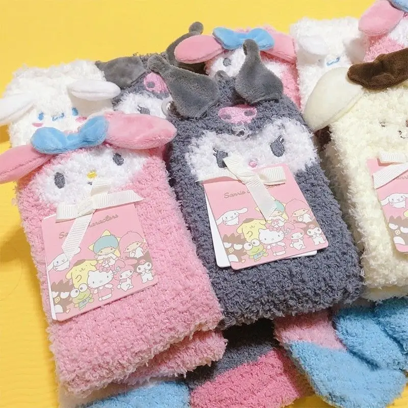 

Cute Cartoon Sanrio Hello Kitty Kuromi Pochacco Home Socks Plush Cute Cartoon Floor Socks Christmas Present for Girl