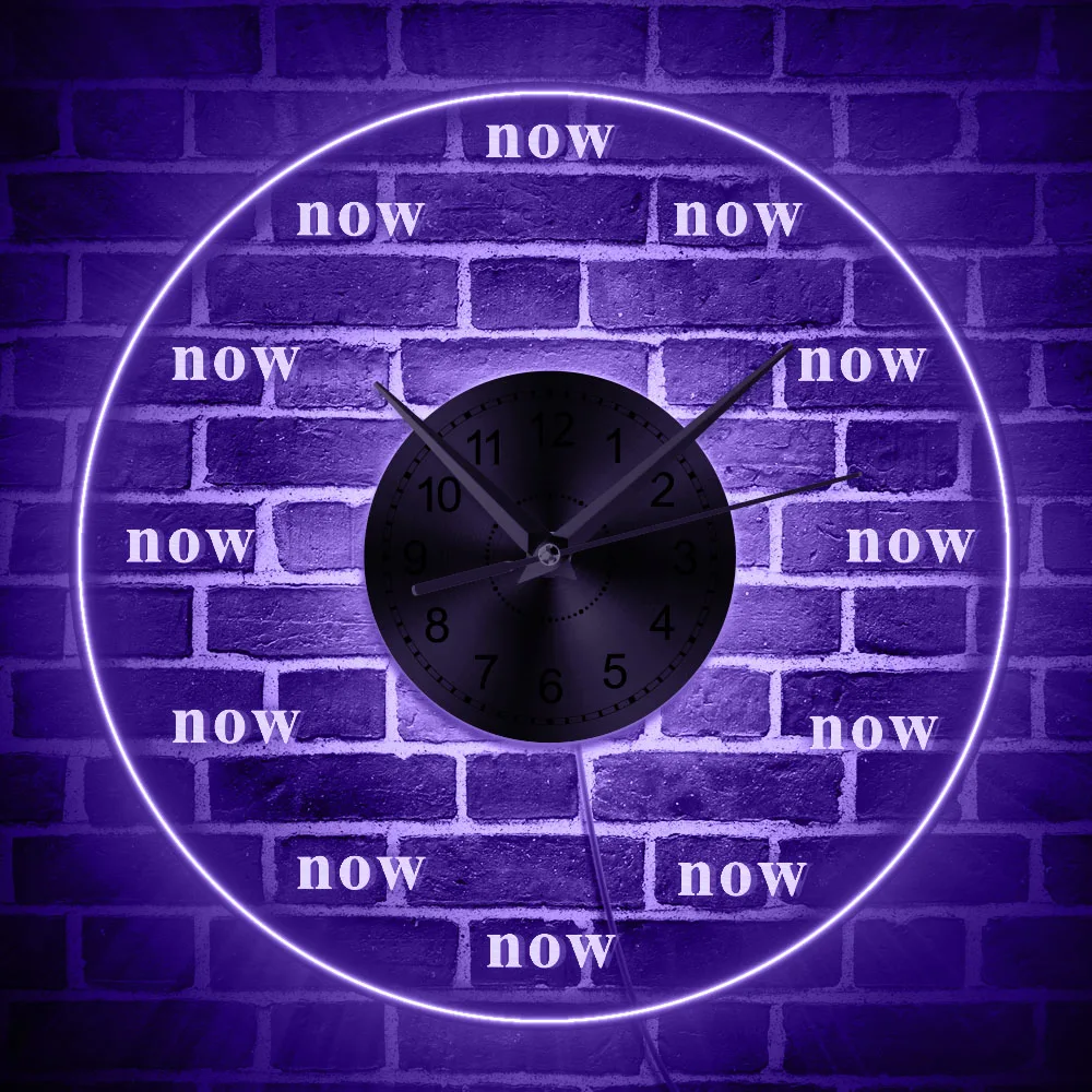 

Time is Now Wall Clock Live in the Present Moment Motivational LED Wall Decor Wall Clock with LED illumination Meditation Gift