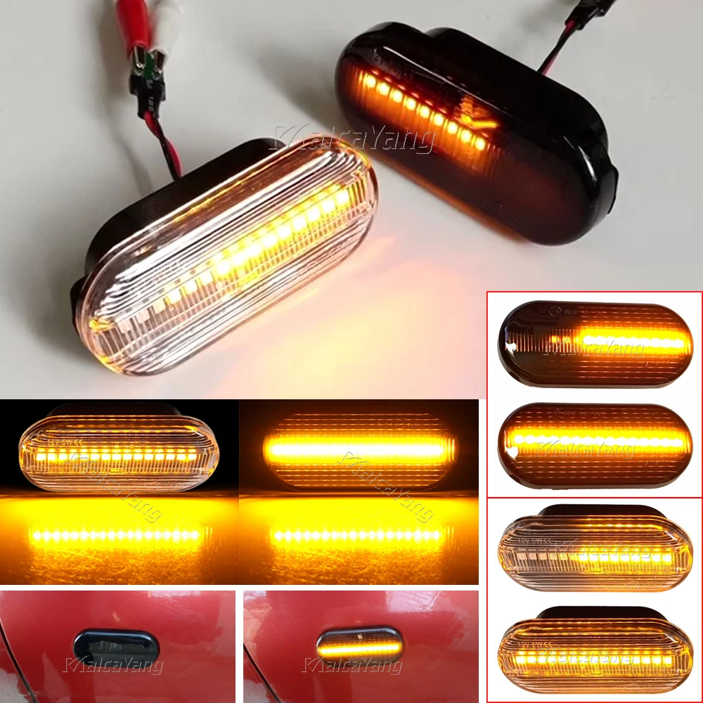 

2pcs For SEAT Leon Ibiza 6L Ford Focus MK2 VW Golf 3 4 Lupo Passat Polo 6N 9N Bora Dynamic Side Marker Light Side Signal Lights