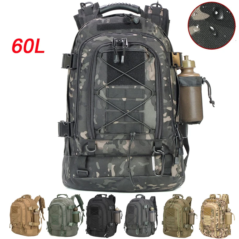 

Мужской военный тактический рюкзак на 60 л, армейская Сумка Molle для походов, скалолазания, уличные водонепроницаемые спортивные дорожные сумки, рюкзак для кемпинга и охоты