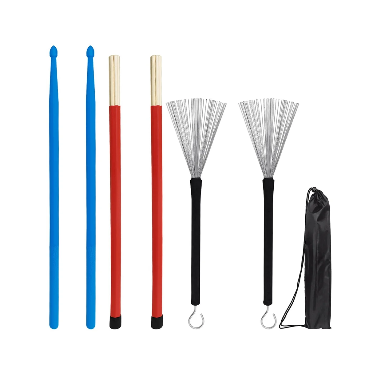 

Барабанная щетка, барабанная щетка + нейлоновая барабанная палочка + сумка для хранения, перкуссионные аксессуары, набор барабанных палочек