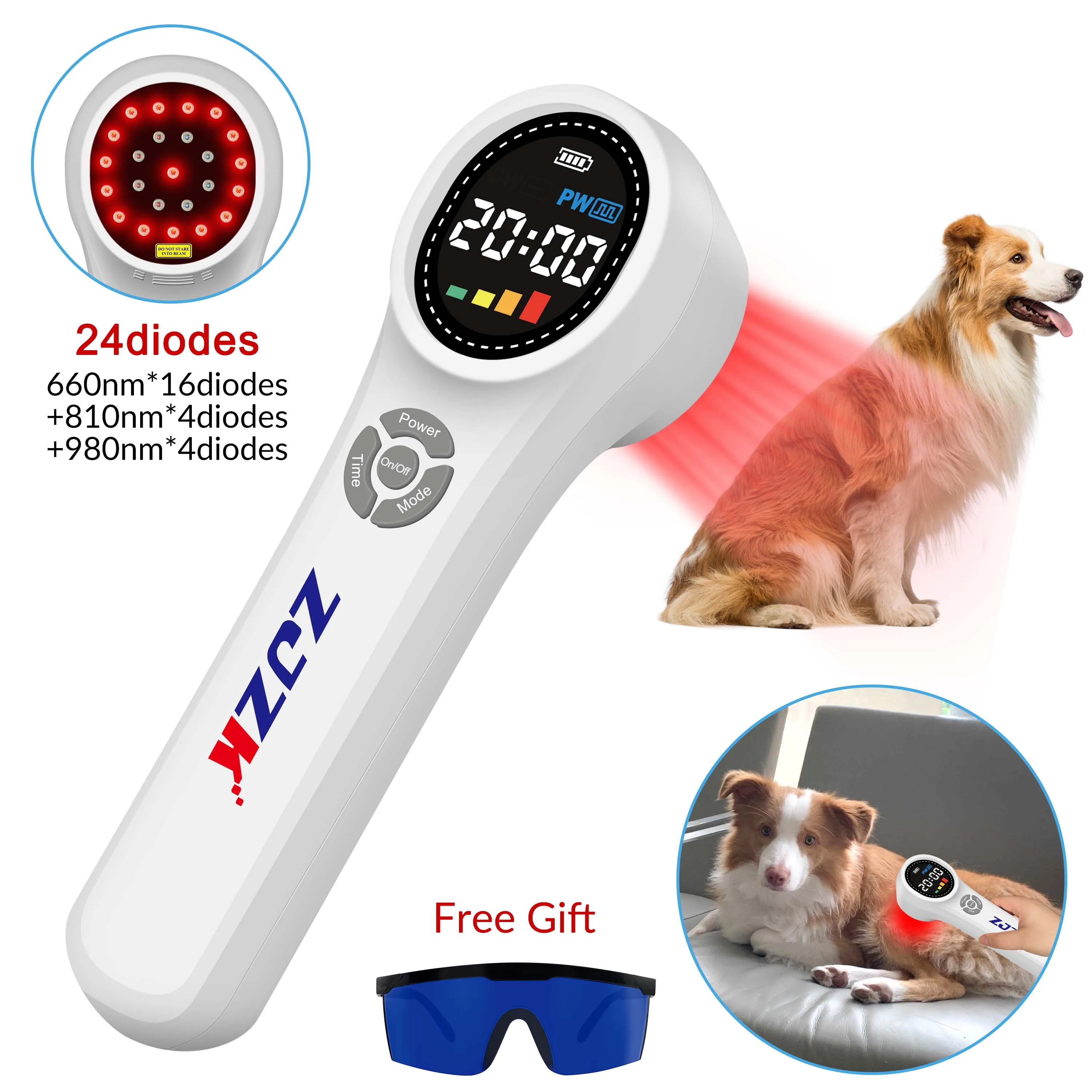 ZJZK Совместное устройство для холодной лазерной терапии ближнего меня 660 нм x 16