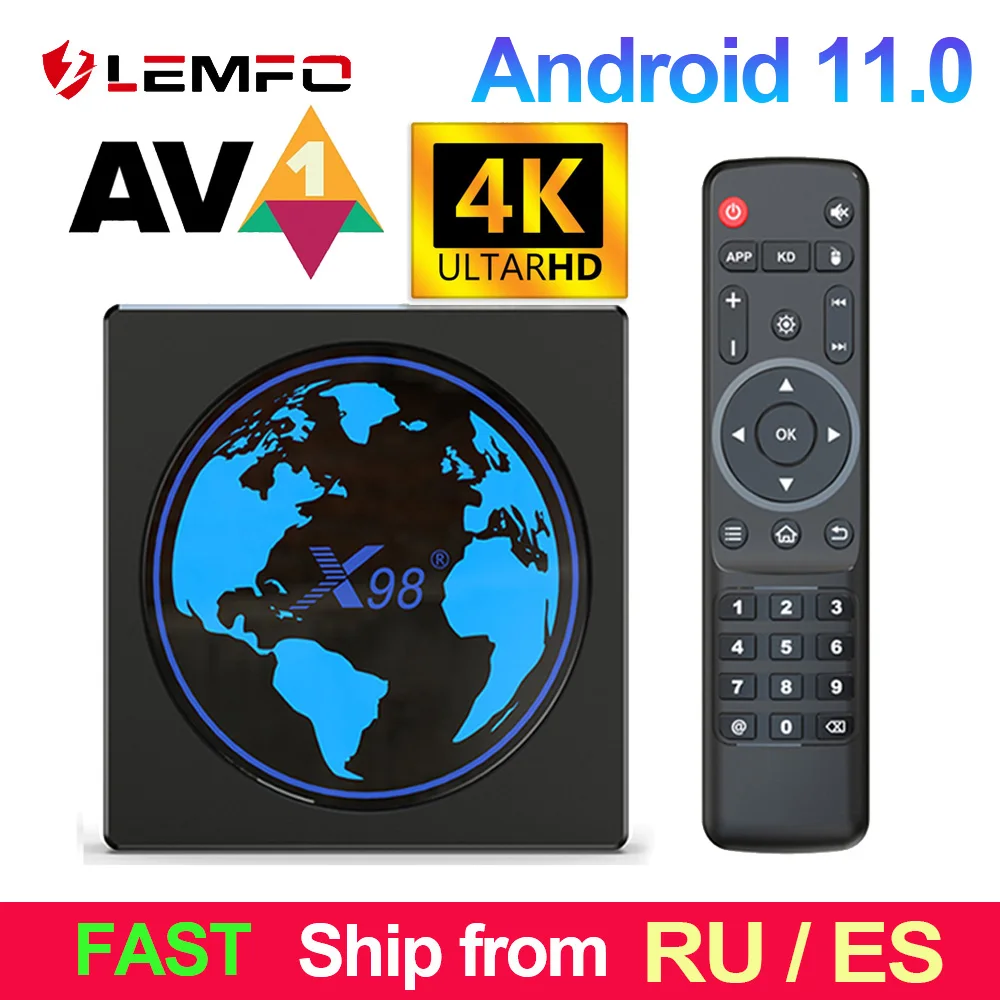 Lemfo X98 Tv box ТВ-приставка с четырёхъядерным процессором ОЗУ 4 Гб ПЗУ 64 ГБ Android 11 |