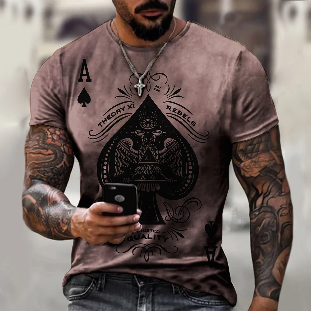 

Retro Fashion Street Harajuku Poker A 3D Printed New Summer Men's Oversized T-Shirt Short Sleeve Top O Neck Cotton Free Shipping