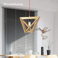 arturesthome nordic wood pendant light wooden triangle hanging lamps for living room bedroom kitchen home decor art chandeliers