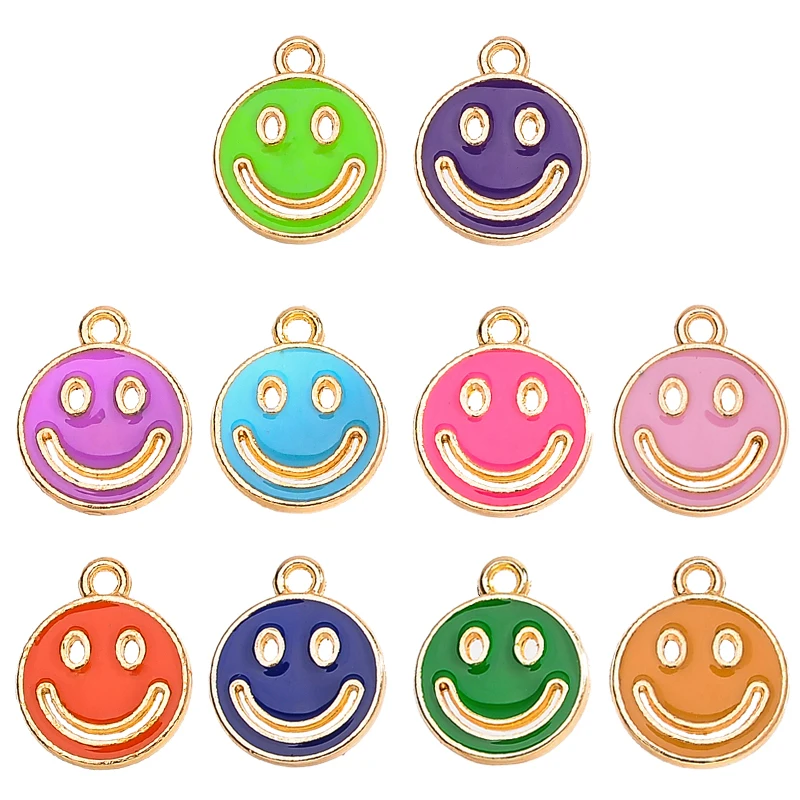 

20Pcs12x14mm Alloy Enamel Cute Smiling Face Charms Pendant For DIY Earring Necklace Jewelry Ornament Accessories Wholesale
