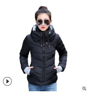 Autumn  Winter Women's Short Gloves Parkas Cotton Jacket Warm Slim Cotton Jacket Girl  Clothing Batch Skinny Zipper Hooded Top