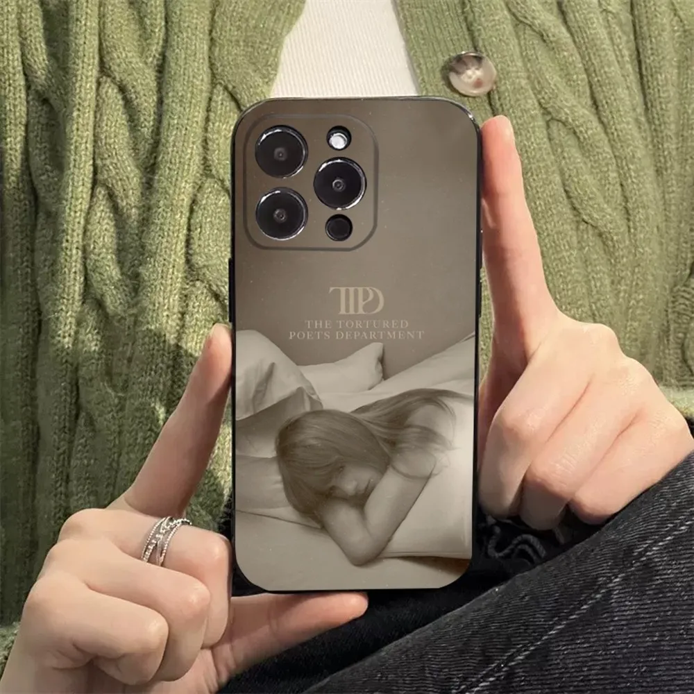 T-TaylorS TTPD S-SwiftS Phone Case For iPhone 16 15 14 13 12 11 Plus Pro Max XS X XR SE Mini 8 7 Soft Silicone Black Cover