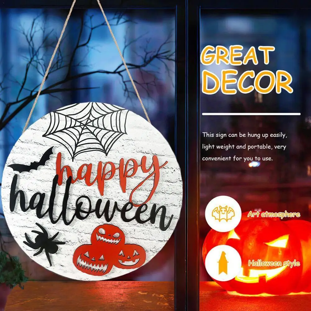 

Мультяшная деревянная Тыква для Хэллоуина, двор, дверь, декоративный знак, детская комната, Хэллоуин, искусственная стена, декор Y3C5