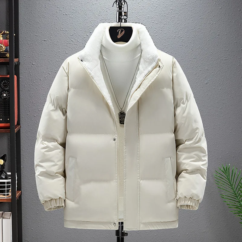 Men's Stand-up Collar Padded Jacket Winter Thickened Padded Coat Trend Loose Cotton Clothing Couples Winter Clothing