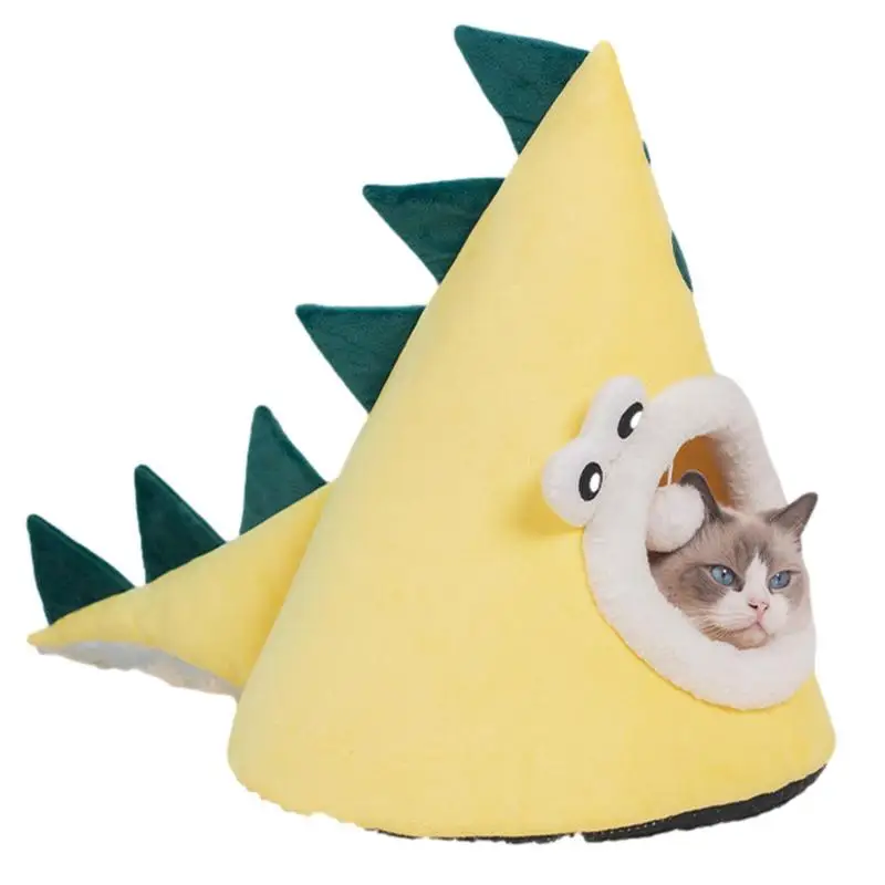

Cat House Cat Covered Bed Pet Kitten House Dinosaur Shape Autumn And Winter Cute Fully Enclosed Package Design For Cat Kitten