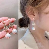 earrings 2022 korea fashion pearl earrings geometric rhinestone crystal stud earrings womens wedding engagement jewelry