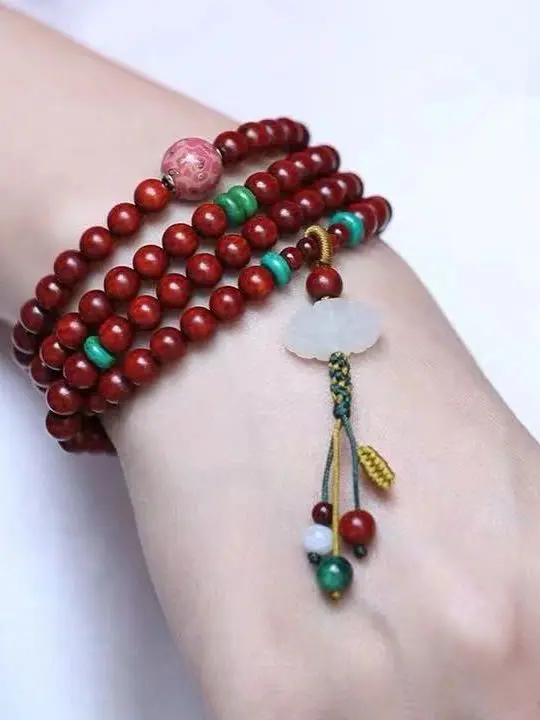

SNQP [certificate]Fidelity Indian small leaf red sandalwood bracelet 108 lovers' girlfriends' bracelet wooden bracelet male and