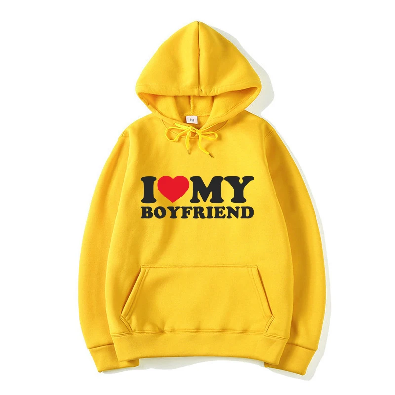 I Love My Boyfriend Sayings Quote Valentine Men and Women Sweater Multi Color 2023 Fashion Printing Hoodies Dropshipping
