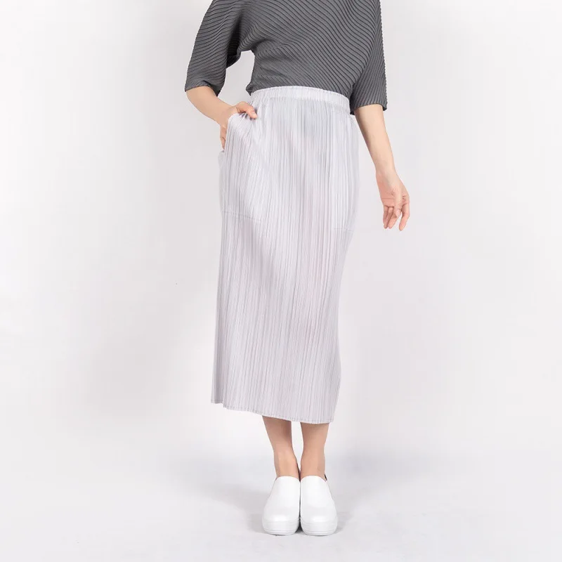 Skirt summer pleated skirt long skirt pleated white hip skirt 2022 new slim skirt split