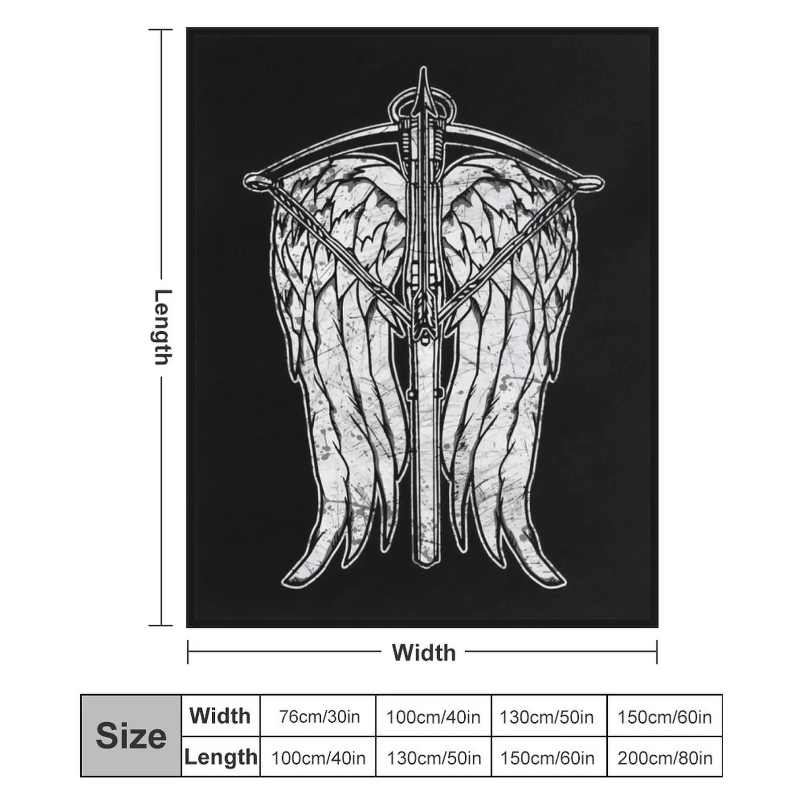 Крылья ангела и арбалет (грязное) Декоративные одеяла Красивые пледы Термоодеяла