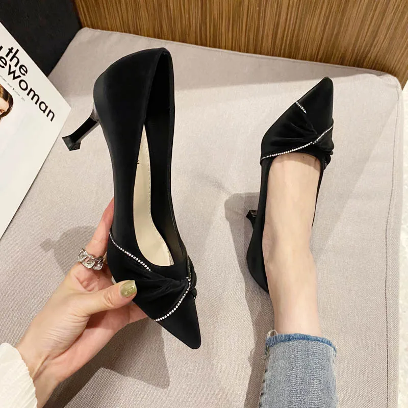 2023 new style Woman Rhinestone Heeled Sandals Pointed Slingback Sandal Fashion Party Pumps 2023 Women Sexy Crystal High Heels
