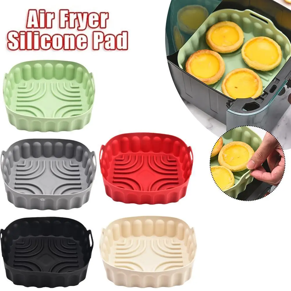 

Square AirFryer Silicone Basket Reusable Air Fryer Silicone Pot Mold Non Stick Oven Baking Trays Pan Pizza Air Fryer Accessories