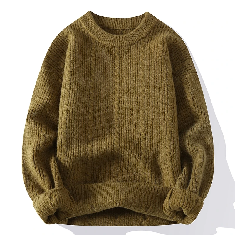 Autumn Trend Outerwear Men's Sweater 2022 New Round Neck Twist Design Youth Knitwear