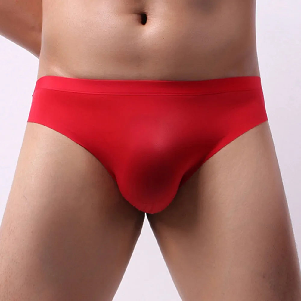 

Seamless Underwear Men Solid Ice Silk Briefs Breathable Shorts Bulge Pouch Soft Panties Man Transparent Underpants Cueca A50