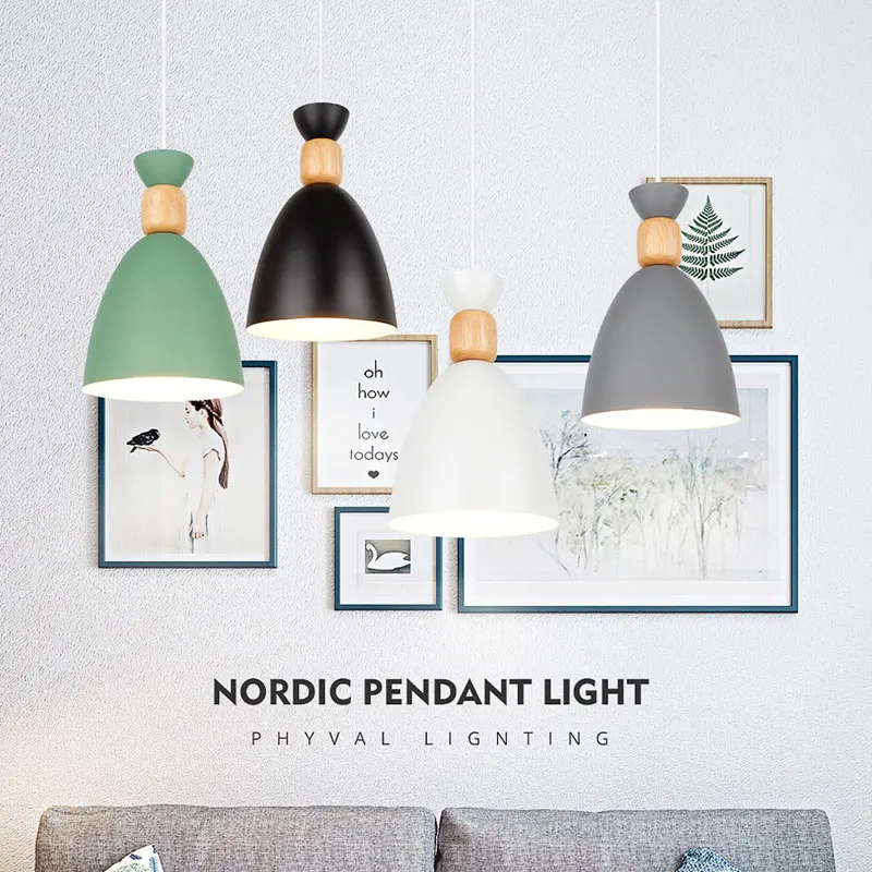 

Nordic Macaron Pendant Lights LED Hanging Light Pendant Lighting Wood Modern Colour for Study Foyer Bedroom Bedside Chandeliers