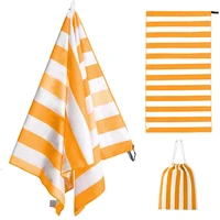 yarn dyed striped beach towel beach towel quick drying towel super soft sand free microfiber beach towel with zip pocket