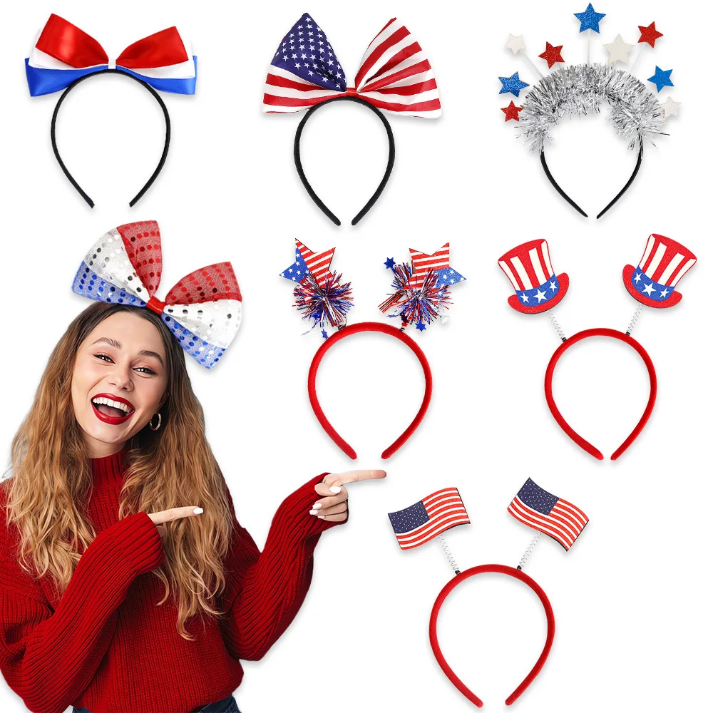 USA Independence Day Headwear Happy American Independence Day Cheer USA 4th July 2023 Party DIY US National Day Flag Hair Band