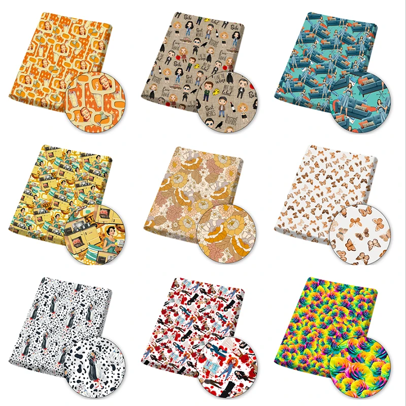 

45*145cm Polyester Cotton Fabric Funny Illustration Printed Cloth Sewing Clothes Fabrics DIY Needlework Handmade Accessories