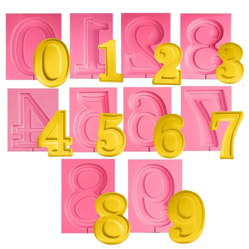 

0-9 Number Pattern Lollipop Mould DIY Chocolate Baking Tools Birthday Cake Card Decoration Accessories Kitchen Baking Mold