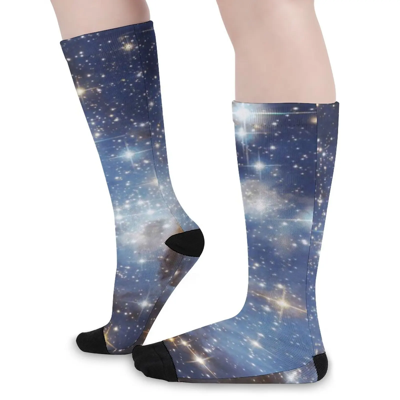

Блестящие носки со звездами, зимние чулки с Астро-галактическим принтом, готические удобные носки унисекс, дизайнерские нескользящие спортивные носки для бега