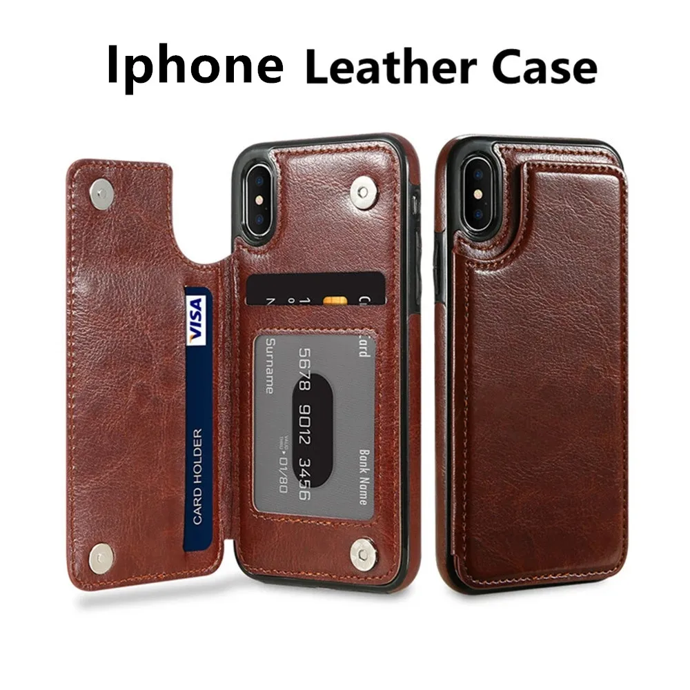 

Leather Case High Grade Leather Case Card Slots Wallet Case For iPhone7plus/8plus iphone 5 for Iphone 12 /12pro