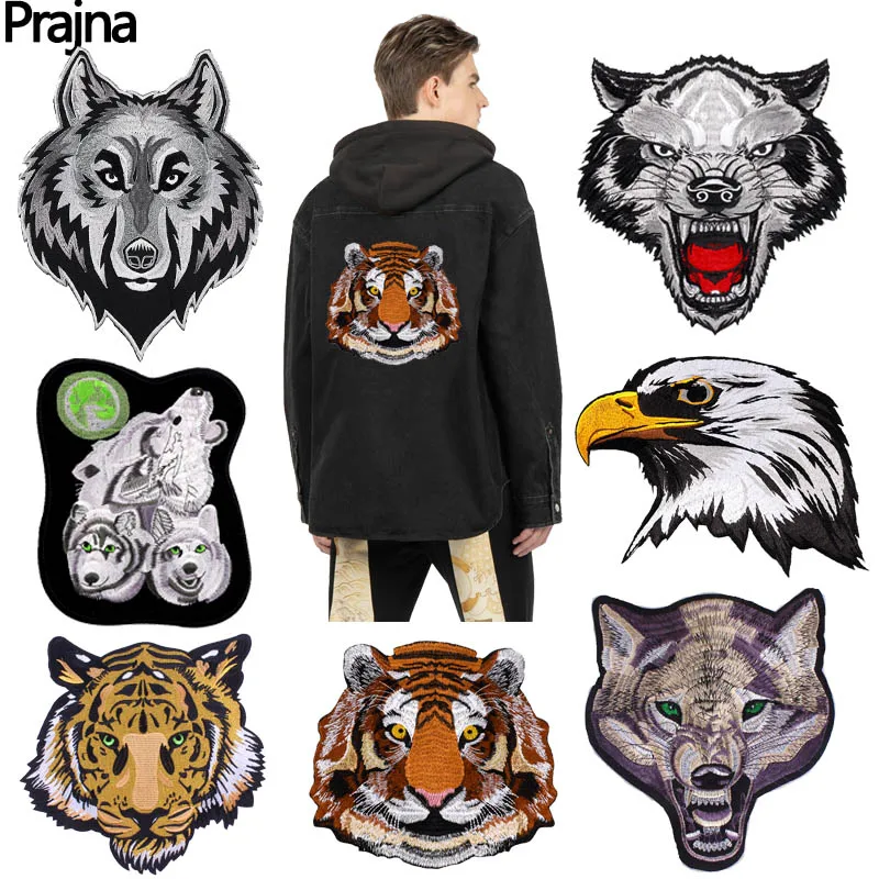 

Eagle/Tiger/Wolf Embroidered Patches On Clothes Back Large Patch Punk Animal Sew Patch Iron On Patches For Clothing Jeans DIY