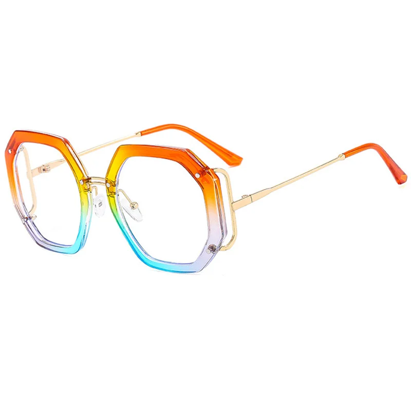 

Polygon Anti Blue Light Block Glasses Female Women PC Frame Clear Lens Men Eyepiece Ladies Shades Male Eyewear