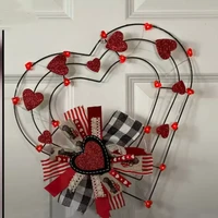 valentines day wreath durable iron love heart wreath front door hanging ornaments with led light party valentines day decor