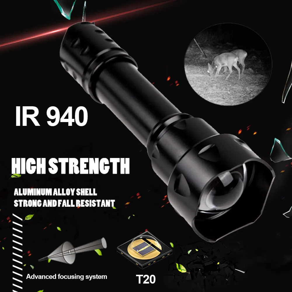 

UltraFire T20 10W IR Flashlight 850nm 940nm Night Vision Zoomable Torch LED Infrared Flashlight Tactical Hunting Flashlight