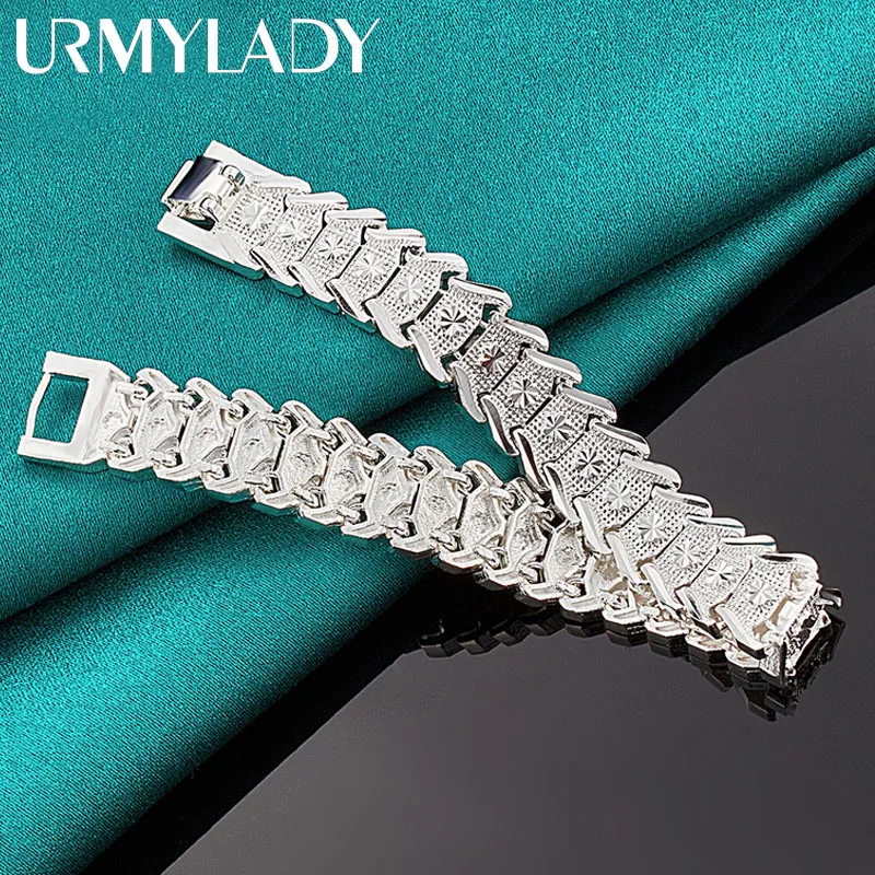 

URMYLADY 925 Sterling Silver Strap Chain Bracelet For Man Women Charm Wedding Celebration Engagement Party Fashion Jewelry