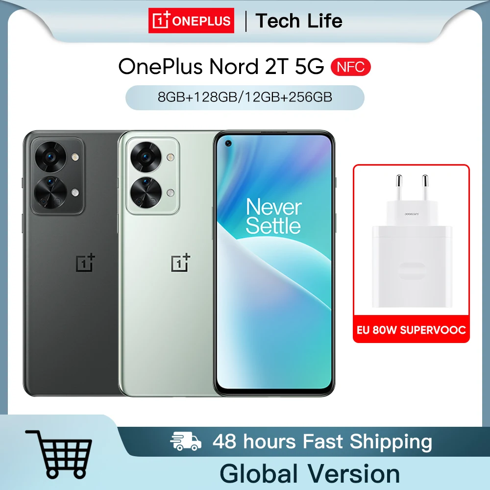 

OnePlus Nord 2T 5G Smartphone MTK Dimensity 1300 8GB+128GB/12GB+256GB Mobile Phone 80W Fast Charge 90Hz AMOLED Android UFS3.1