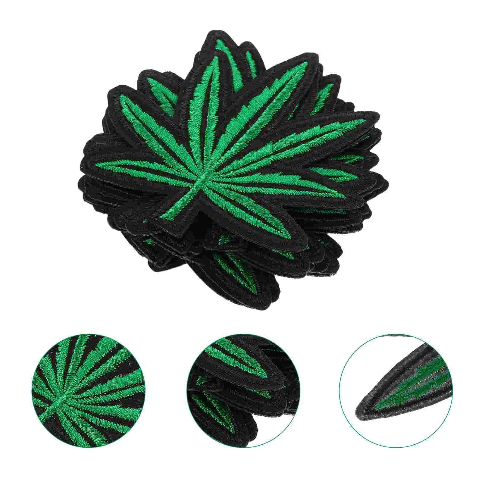 

On Patch Applique Iron Embroidered Leaf Sewing Green Clothes Sewembroidery Diy Decorative Maple Clothing Mini Badge Sign Stick