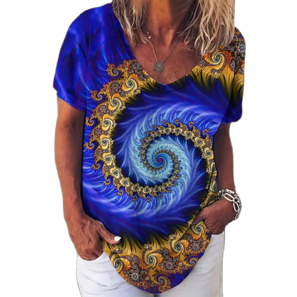 

Футболка женская с V-образным вырезом и коротким рукавом, Y2k