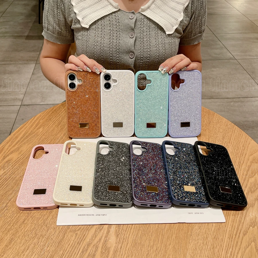 Фото Чехол для телефона с блестящими кристаллами для iPhone 16 15 14 Pro Max 13 12 11 Sparkle Cover Samsung S24 S23 Ultra Flip 6 5 4 3 Fold5 №1