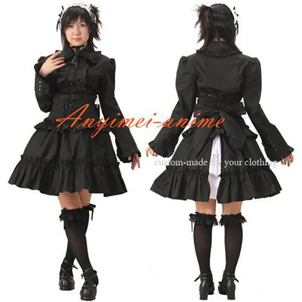 

sweet Gothic Lolita Punk Fashion black cotton Dress Cosplay Costume Tailor-made[CK1043]