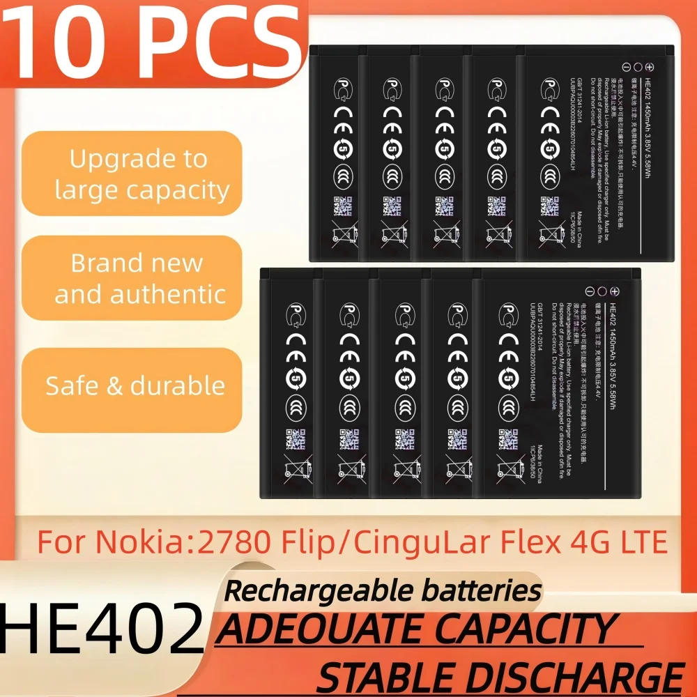 Фото 3,7 В, 1450 мАч, аккумуляторная батарея HE402 подходит для Nokia 2780 Flip/CinguLar Flex 4G LTE, аккумулятор для мобильного телефона №3
