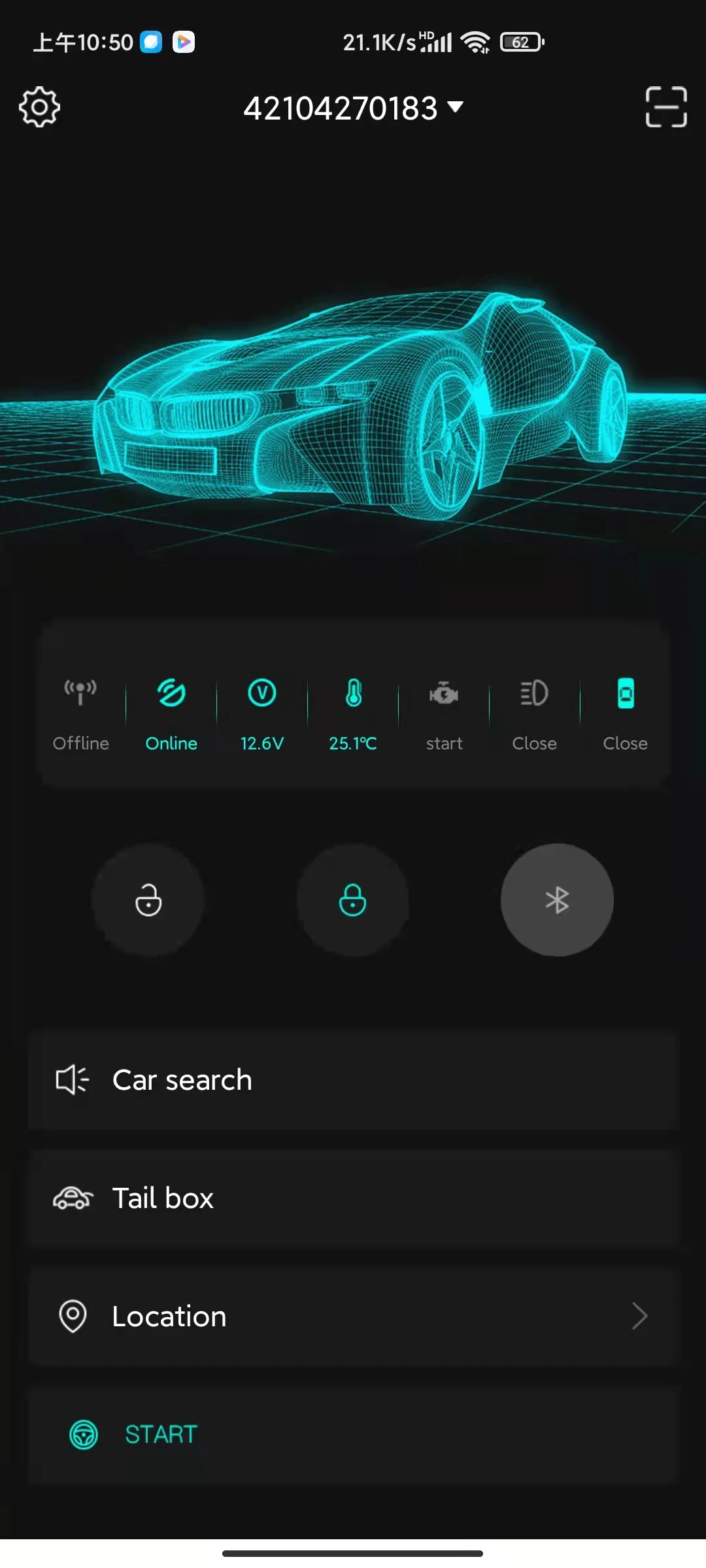 Система запуска автомобиля Push start с управлением через приложение по Bluetooth для Nissan Toyota Honda Ford Peugeot с особым кабелем.