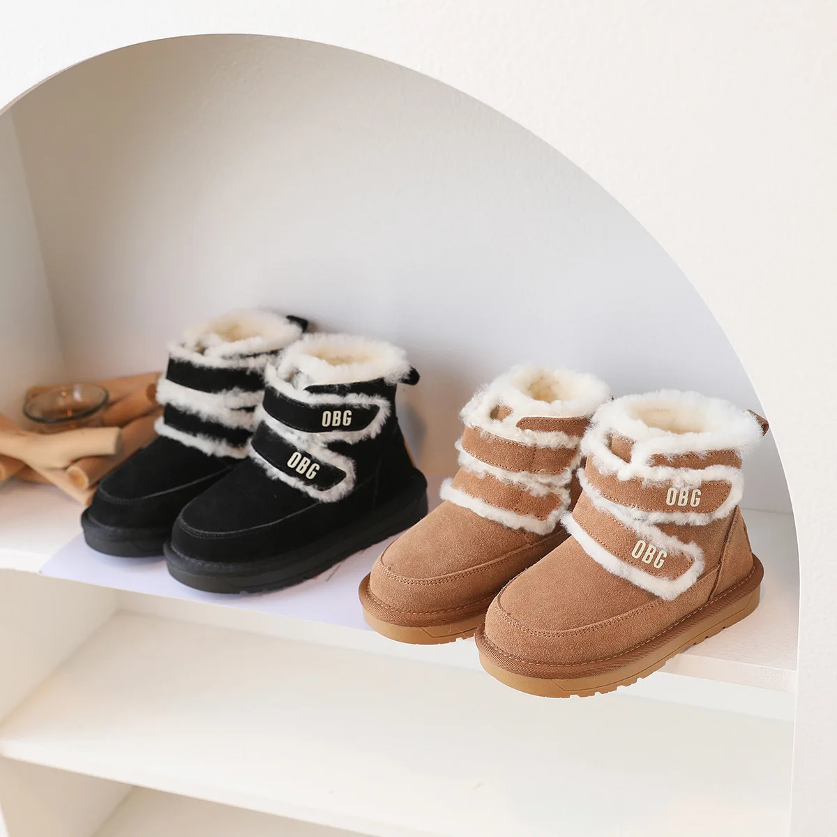 

Детские зимние сапоги из натуральной кожи, детская теплая зимняя обувь с натуральным флисом для мальчиков и девочек, замшевые зимние сапоги...