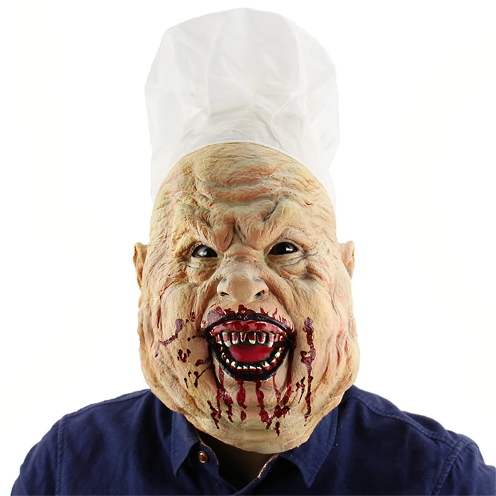 

Halloween chefs dress up with headsets, Amazon wholesale horror butcher latex masks cosplay props