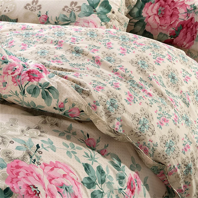 Комплект постельного белья из 100 хлопка пододеяльник с наволочкой цветочным