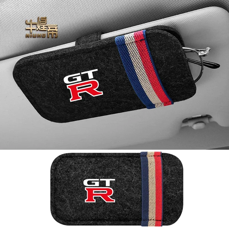 

Car Glasses Case For Nissan GTR Nismo Interior Sun visor Storage Cards Eyeglass Holder Glasses Clip Protector Bag Accessories