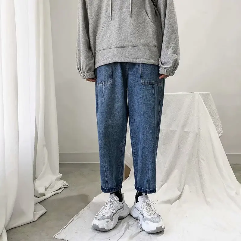 Джинсы DenimJeans мужские Брендовые прямые свободные с широкими штанинами
