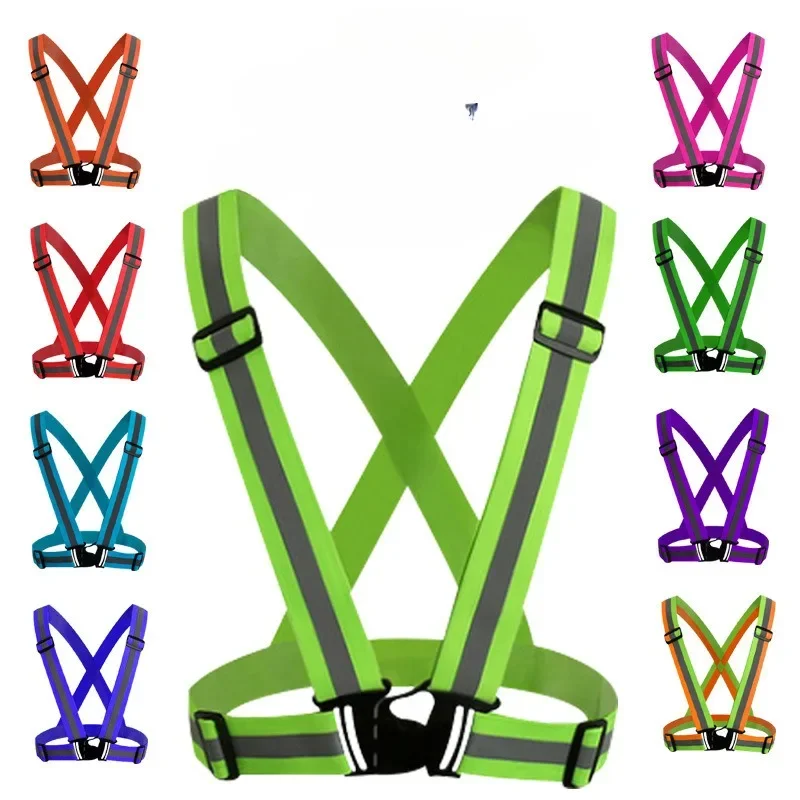 

Outdoor Adjustable Safety Vests Night Walking Highlight Reflective Vest Lightweight Biking Safety Straps Waterproof Running Gear